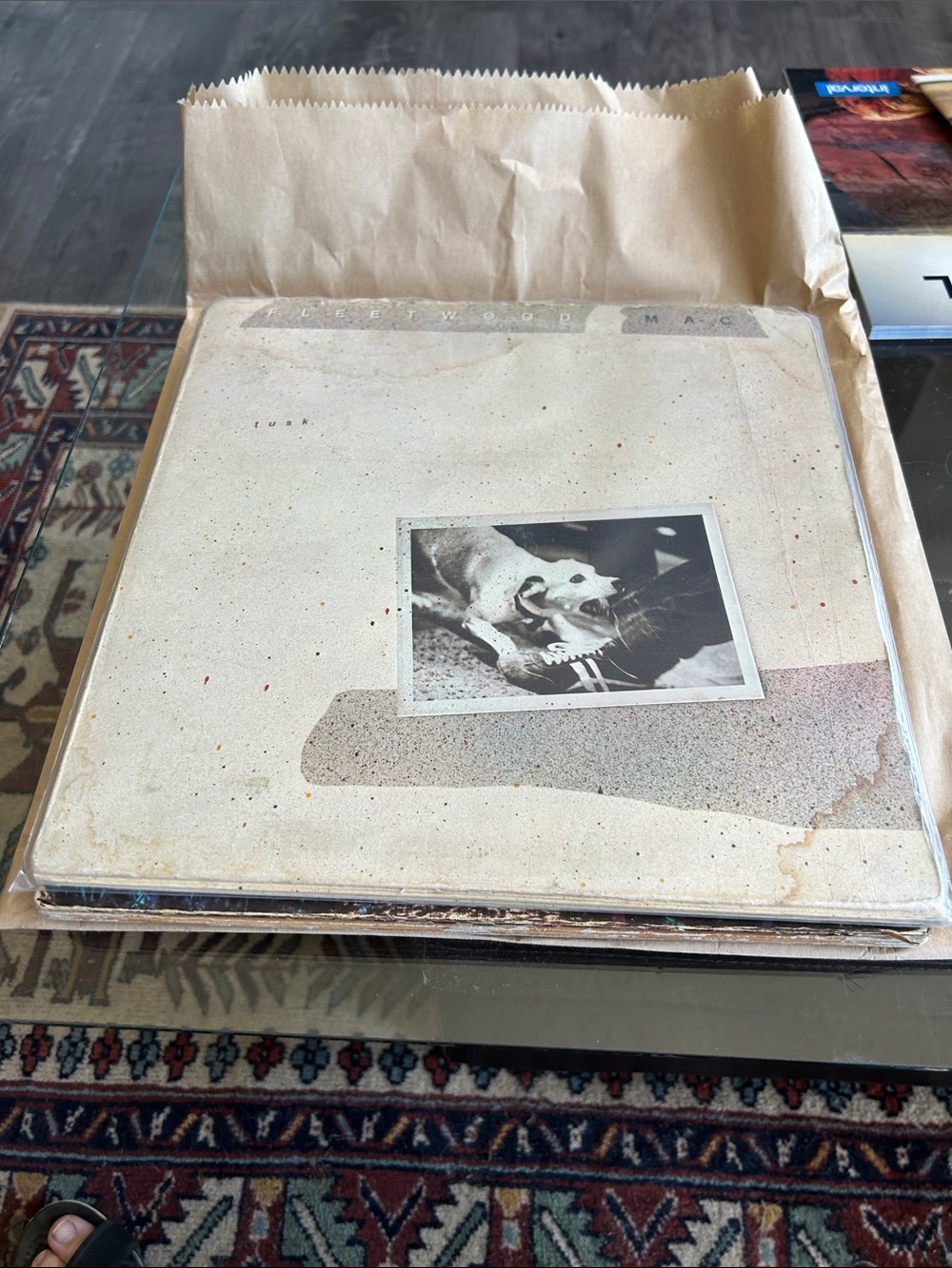 Vintage White Record Sleeve with Black & White Photo - Unbranded